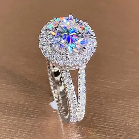 NEW 925 Sterling Silver Round Diamond Cubic Zirconia Ring - Picture 1 of 9